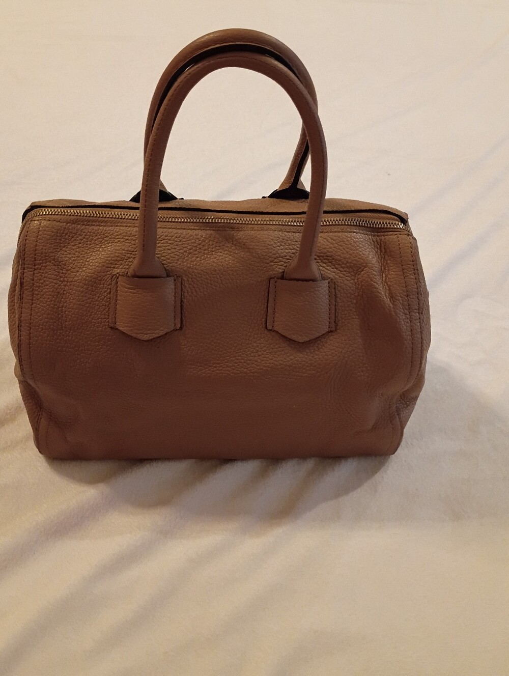 Furla Alba Medium Pebbled  Leather Satchel Bag Cross Body In Caramello - Picture 4 of 13